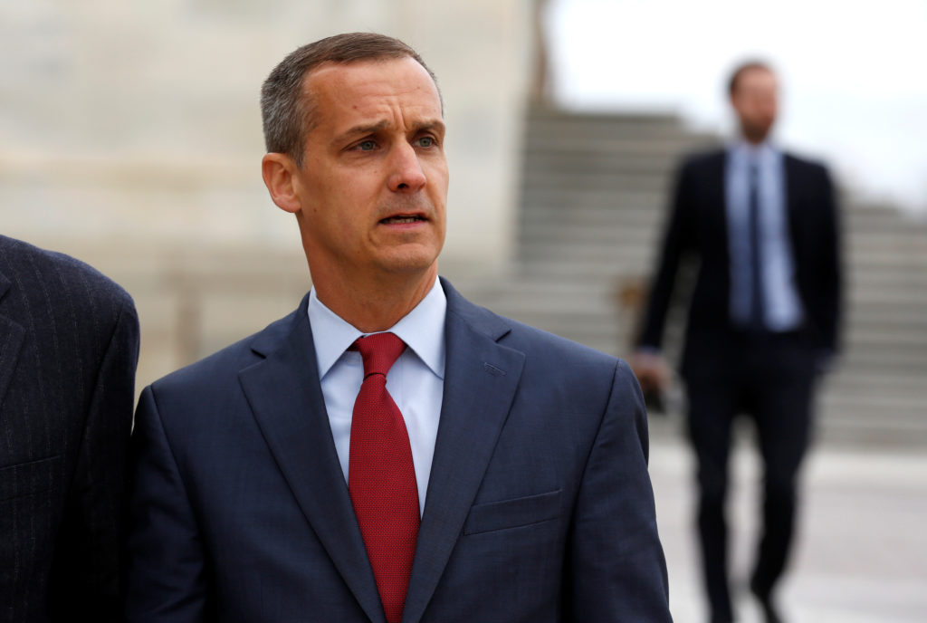Former Trump campaign manager Corey Lewandowski departs after appearing before the House Intelligence Committee on Capitol...
