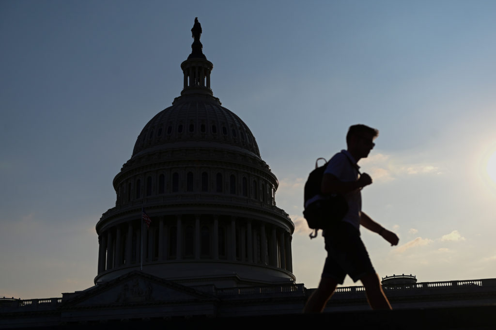 The dome of the U.S. Capitol Building is seen as the sun sets on Capitol Hill in Washington, U.S., July 26, 2019. Photo by...