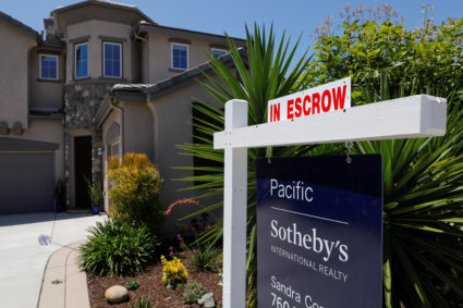 A single family home is shown for sale and in escrow in San Marcos, California, July 31, 2019. Photo by Mike Blake/Reuters