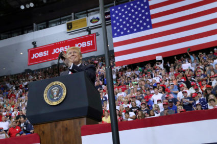 WATCH: Trump denounces Democrats at rally, plays down race