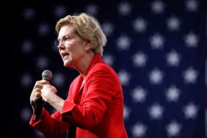FILE PHOTO: 2020 Democratic U.S. presidential candidate and U.S. Senator Elizabeth Warren speaks during the Presidential Gun Sense Forum in Des Moines, Iowa, on August 10, 2019. Photo by Scott Morgan/Reuters