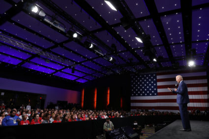 2020 Democratic U.S. presidential candidate and former Vice President Joe Biden speaks during the Presidential Gun Sense Forum in Des Moines, Iowa, on August 10, 2019. Photo by Scott Morgan/Reuters