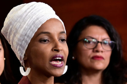 FILE PHOTO: U.S. Reps Ilhan Omar (D-MN) and Rashida Tlaib (D-MI) hold a news conference after Democrats in the U.S. Congress moved to formally condemn President Donald Trump's attacks on four minority congresswomen on Capitol Hill in Washington, July 15, 2019. Photo by Erin Scott/Reuters