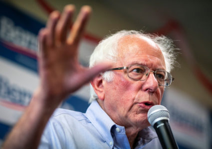 2020 Democratic U.S. presidential candidate and U.S. Senator Bernie Sanders speaks during a campaign event at his campaign office in Davenport, Iowa, on August 19, 2019. Photo by Al Drago/Reuters