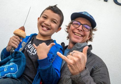 Ka'eo Paradis found a shark tag on the beach. Months later, he met Sal Jorgensen, the researcher who led that shark tagging project. Image courtesy of the Monterey Bay Aquarium