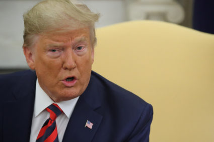 U.S. President Donald Trump speaks to reporters as he meets with Australia’s Prime Minister Scott Morrison in the Oval Office of the White House in Washington, U.S., September 20, 2019. Photo by Jonathan Ernst/Reuter