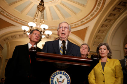 Senate Majority Leader Mitch McConnell (R-KY) delivers remarks during a weekly Senate Luncheon press conference at the U.S. Capitol in Washington, September 24, 2019. Photo by Tom Brenner/Reuters