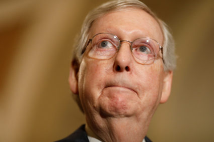 Senate Majority Leader Mitch McConnell (R-KY) reacts during a weekly Senate Luncheon press conference at the U.S. Capitol in Washington, U.S., September 24, 2019. Photo by Tom Brenner/Reuters