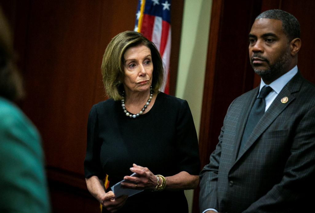 U.S. House Speaker Nancy Pelosi (D-CA) arrives during a news conference on lowering drug costs, at the U.S. Capitol in Was...