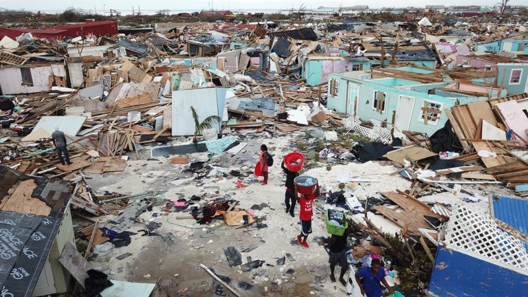 Destruction from Hurricane Dorian in an area called "The Mud" at Marsh Harbour in Great Abaco Island, Bahamas on Thursday, September 5, 2019 (Al Diaz/Miami Herald/Tribune News Service via Getty Images)