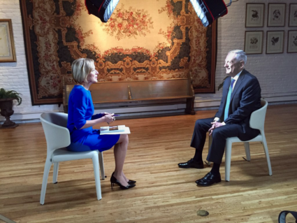Former Defense Secretary Jim Mattis sat down for an interview with PBS NewsHour anchor and managing editor Judy Woodruff. Photo by: Dan Sagalyn/PBS NewsHour