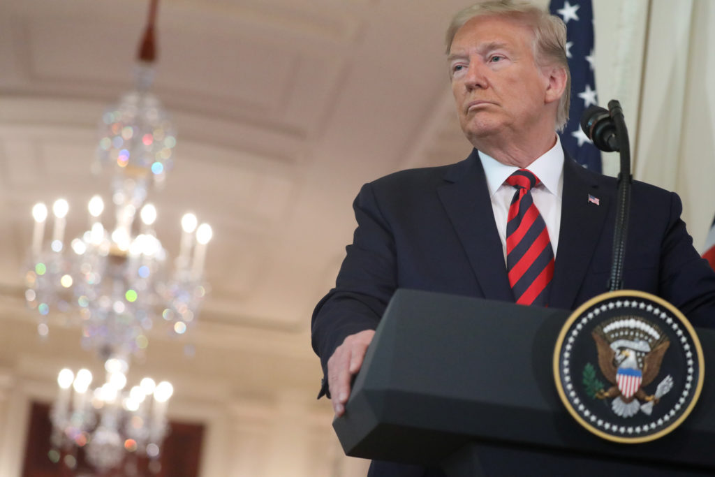 FILE PHOTO: U.S. President Donald Trump holds a joint news conference with Australias Prime Minister Scott Morrison in th...