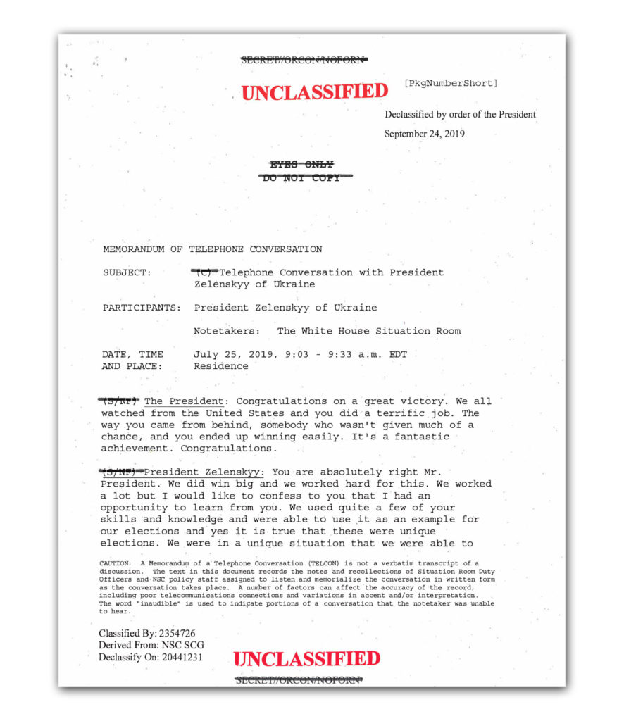 Read The Full White House Notes Describing Trump s Call With Ukraine s 
