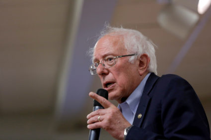 Democratic 2020 U.S. presidential candidate and U.S. Senator Bernie Sanders speaks during a campaign event in West Liberty, Iowa, U.S. September 24, 2019. Photo by Joshua Lott/Reuters
