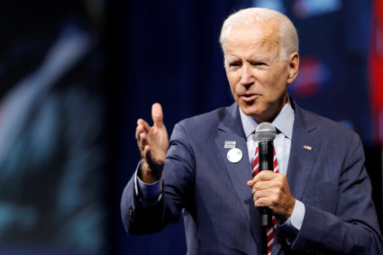 U.S. Democratic presidential candidate and former U.S. Vice President Joe Biden responds to a question during a forum held by gun safety organizations the Giffords group and March For Our Lives in Las Vegas, Nevada, U.S. October 2, 2019. Photo by Steve Marcus/Reuters