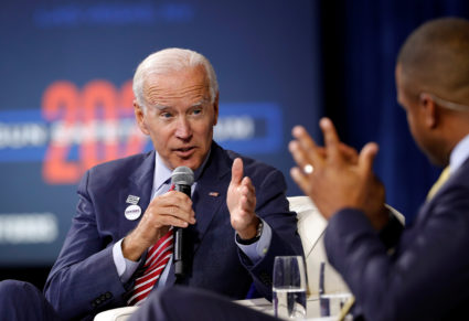 U.S. Democratic presidential candidate and former U.S. Vice President Joe Biden responds to a question from moderator Craig Melvin during a forum held by gun safety organizations the Giffords group and March For Our Lives in Las Vegas, Nevada, October 2, 2019. Photo by Steve Marcus/Reuters