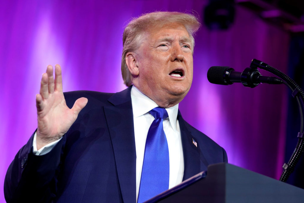U.S. President Donald Trump addresses conservative activists at the Family Research Council's annual gala in Washington, U...