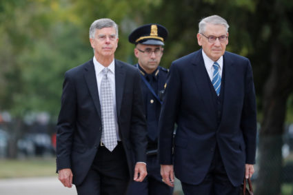 Acting U.S. ambassador to Ukraine Bill Taylor arrives to testify at a closed-door deposition as part of the U.S. House of Representatives impeachment inquiry led by the House Intelligence, House Foreign Affairs and House Oversight and Reform Committees on Capitol Hill in Washington, U.S., October 22, 2019. Photo by Carlos Jasso/Reuters
