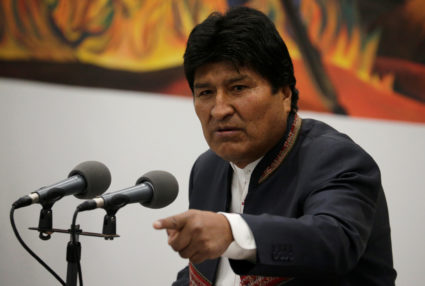 Bolivia's President Evo Morales speaks during a news conference at the presidential palace La Casa Grande del Pueblo in La Paz, Bolivia, October 24, 2019. Photo by David Mercado/Reuters