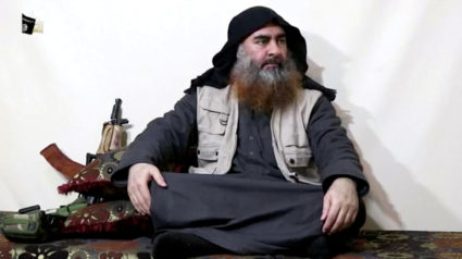 A bearded man with Islamic State leader Abu Bakr al-Baghdadi's appearance speaks in this screen grab taken from video released on April 29, 2019. Islamic State Group/Al Furqan Media Network/Reuters TV