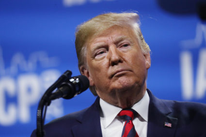 U.S. President Donald Trump delivers remarks at the International Association of Chiefs of Police annual conference and expo in Chicago, Illinois, U.S., October 28, 2019. Photo by Leah Millis/Reuters