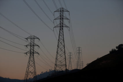 High voltage transmission lines are seen along Pine Flat Road in Geyserville, California, U.S. October 28, 2019. Photo by Stephen Lam/Reuters