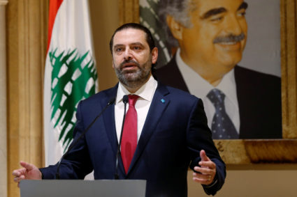Lebanon's Prime Minister Saad al-Hariri speaks during a news conference in Beirut, Lebanon October 29, 2019. Photo by Mohamed Azakir/Reuters