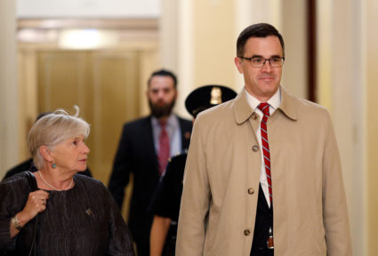 Timothy Morrison, special assistant to the President and senior director for Europe and Russia at the National Security Council, arrives to testify as part of the U.S. House of Representatives impeachment inquiry into U.S. President Trump led by the House Intelligence, House Foreign Affairs and House Oversight and Reform Committees on Capitol Hill in Washington, U.S., October 31, 2019. Photo by Tom Brenner/Reuters
