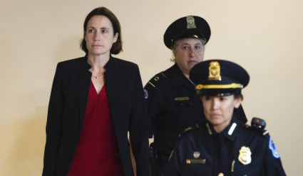 Fiona Hill, President Donald Trump's former Russia adviser, arrives at the Capitol to testify before Congress as part of the House's impeachment inquiry on Monday, Oct. 14, 2019. Photo by Caroline Brehman/CQ-Roll Call, Inc via Getty Images