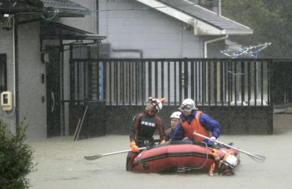 Tokyo area shuts down as powerful typhoon lashes Japan