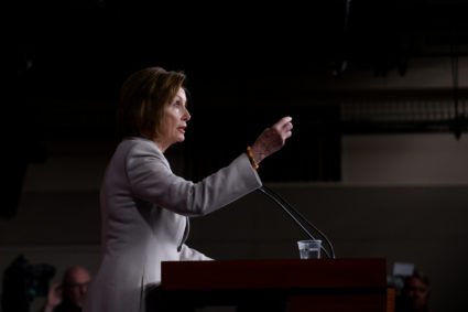 U.S. House Speaker Nancy Pelosi speaks during a news conference on Capitol Hill in Washington, U.S., October 17, 2019. Photo by Erin Scott/Reuters.