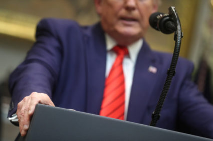 U.S. President Donald Trump answers questions from reporters during an event to sign executive orders on "transparency in federal guidance and enforcement" in the Roosevelt Room of the White House in Washington, U.S., October 9, 2019. REUTERS/Jonathan Ernst