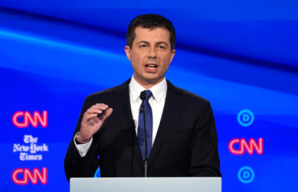 Democratic presidential candidate South Bend Mayor Pete Buttigieg speaks during the fourth U.S. Democratic presidential candidates 2020 election debate at Otterbein University in Westerville, Ohio U.S., October 15, 2019. REUTERS/Shannon Stapleton
