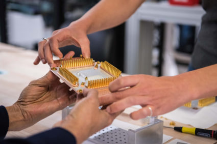A handout picture from October 2019 shows a component of Google's Quantum Computer in the Santa Barbara lab, California, U.S. Photo by Google / Handout via REUTERS