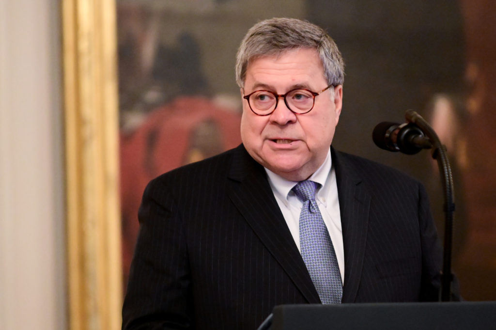 U.S. Attorney General William Barr participates in a presentation ceremony of the Medal of Valor and heroic commendations ...