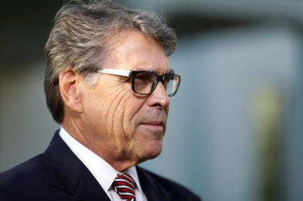 FILE PHOTO: U.S. Secretary of Energy Rick Perry speaks to reporters outside the West Wing of the White House, in Washington, U.S., October 23, 2019. REUTERS/Tom Brenner/File Photo