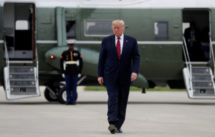 U.S. President Donald Trump walks from the Marine One presidential helicopter prior to departing O'Hare International Airport in Chicago, Illinois, U.S., October 28, 2019. Photo by Leah Millis/Reuters