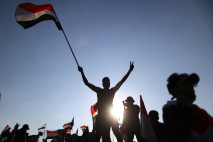 Iraqi demonstrators take part in an ongoing anti-government protest, in Baghdad, Iraq November 1, 2019. REUTERS/Ahmed Jadallah