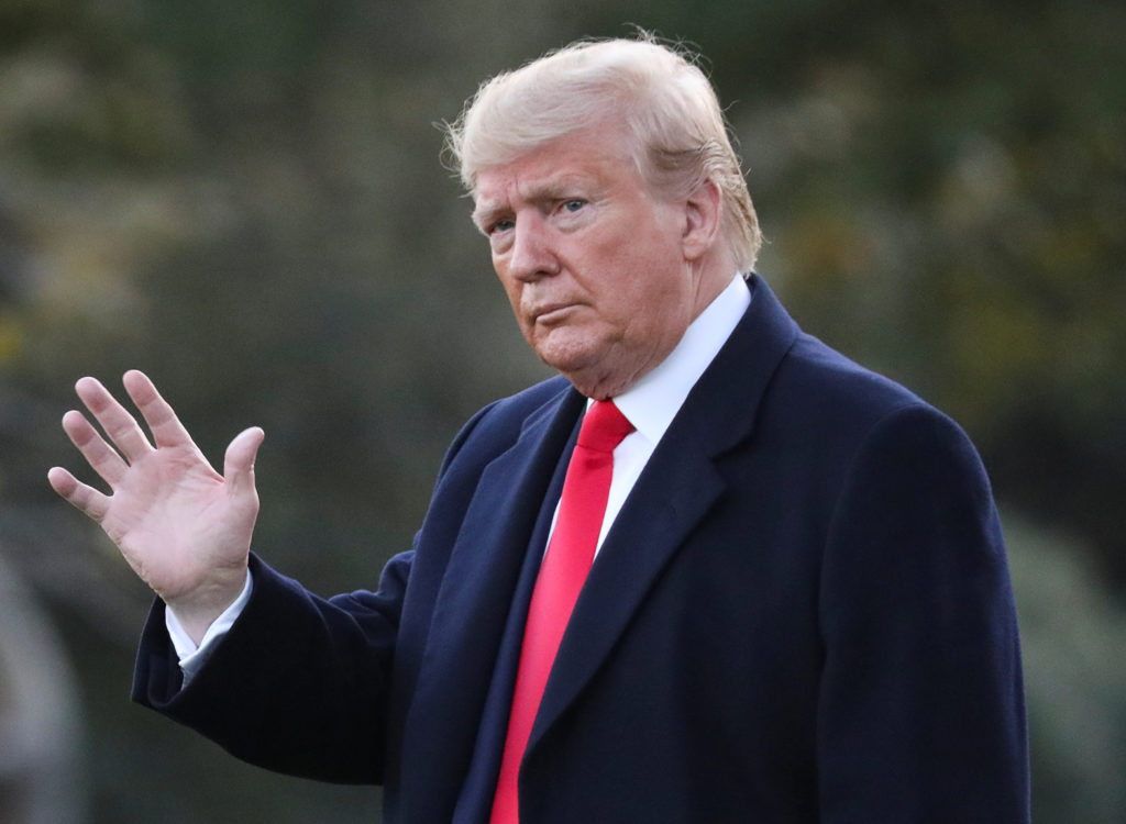 U.S. President Donald Trump departs for travel to Louisiana from the South Lawn of the White House in Washington, U.S., No...