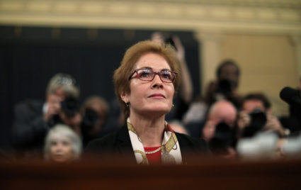 Marie Yovanovitch, former U.S. ambassador to Ukraine, takes her seat to testify before a House Intelligence Committee hearing as part of the impeachment inquiry into U.S. President Donald Trump on Capitol Hill in Washington, U.S., November 15, 2019. Photo by Jonathan Ernst/Reuters.