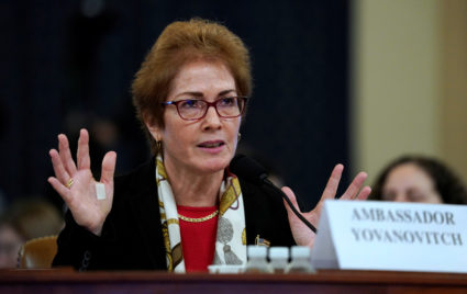 Marie Yovanovitch, former U.S. ambassador to Ukraine, testifies before a House Intelligence Committee hearing as part of the impeachment inquiry into U.S. President Donald Trump on Capitol Hill in Washington, U.S., November 15, 2019. REUTERS/Jonathan Ernst