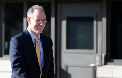 Mark Sandy, official of the Office of Management and Budget, arrives for a closed-door deposition as part of the House of Representatives impeachment inquiry into U.S. President Trump on Capitol Hill in Washington, U.S., November 16, 2019. Photo by Yara Nardi/Reuters