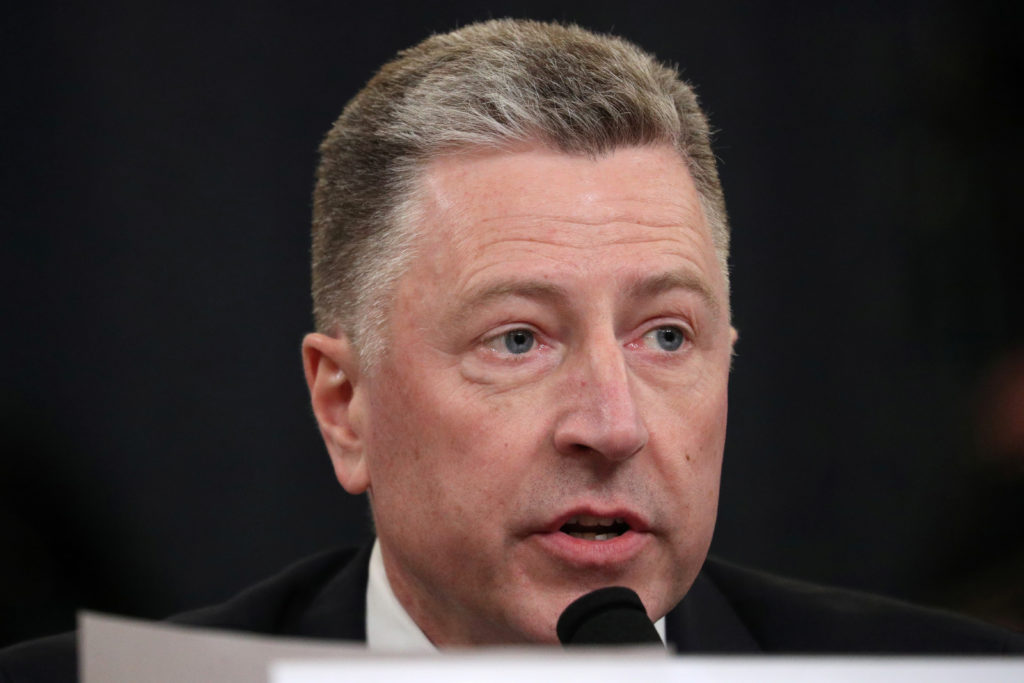 Former U.S. special envoy to Ukraine Kurt Volker testifies before a House Intelligence Committee hearing as part of the im...