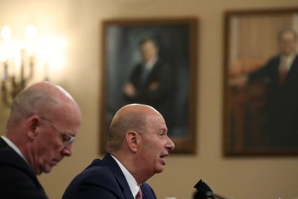 U.S. Ambassador to the European Union Gordon Sondland testifies before a House Intelligence Committee hearing as part of the impeachment inquiry into U.S. President Donald Trump on Capitol Hill in Washington, U.S., November 20, 2019. REUTERS/Loren Elliott