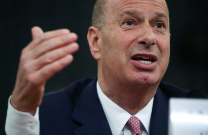 U.S. Ambassador to the European Union Gordon Sondland testifies before the U.S. House Intelligence Committee as part of the impeachment inquiry into U.S. President Donald Trump on Capitol Hill in Washington, U.S., November 20, 2019. REUTERS/Jonathan Ernst