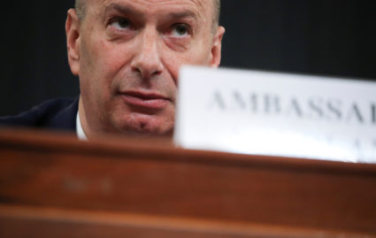 U.S. Ambassador to the European Union Gordon Sondland testifies before a House Intelligence Committee hearing as part of the impeachment inquiry into U.S. President Donald Trump on Capitol Hill in Washington, U.S., November 20, 2019. REUTERS/Jonathan Ernst