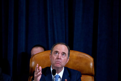 Representative Adam Schiff, a Democrat from California and chairman of the House Intelligence Committee, makes a closing statement during an impeachment inquiry hearing in Washington, D.C., U.S., on Thursday, Nov. 21, 2019. Andrew Harrer/Pool via REUTERS