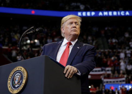 President Donald Trump holds a campaign rally in Sunrise, Florida. Photo by Yuri Gripas/Reuters