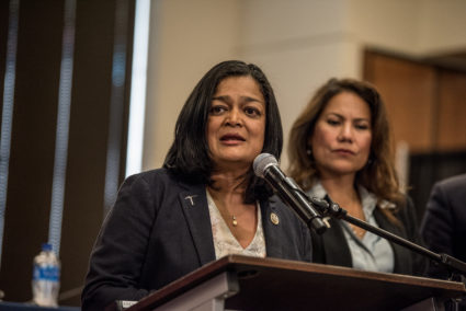 Rep. Pramila Jayapal (D-WA) speaks during a press conference held by the House Judiciary Committee on immigration and domestic terrorism at the University of Texas at El Paso on September 6, 2019 in El Paso, Texas. Photo by Cengiz Yar/Getty Images