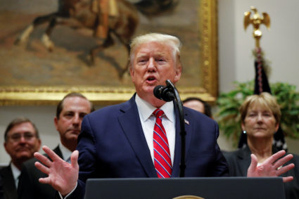 U.S. President Donald Trump delivers remarks on honesty and transparency in healthcare prices inside the Roosevelt Room at the White House in Washington, U.S., November 15, 2019. Photo by Tom Brenner/Reuters.